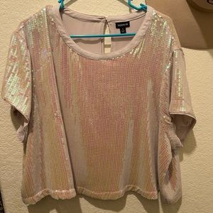 Torrid white to pink sequin shirt